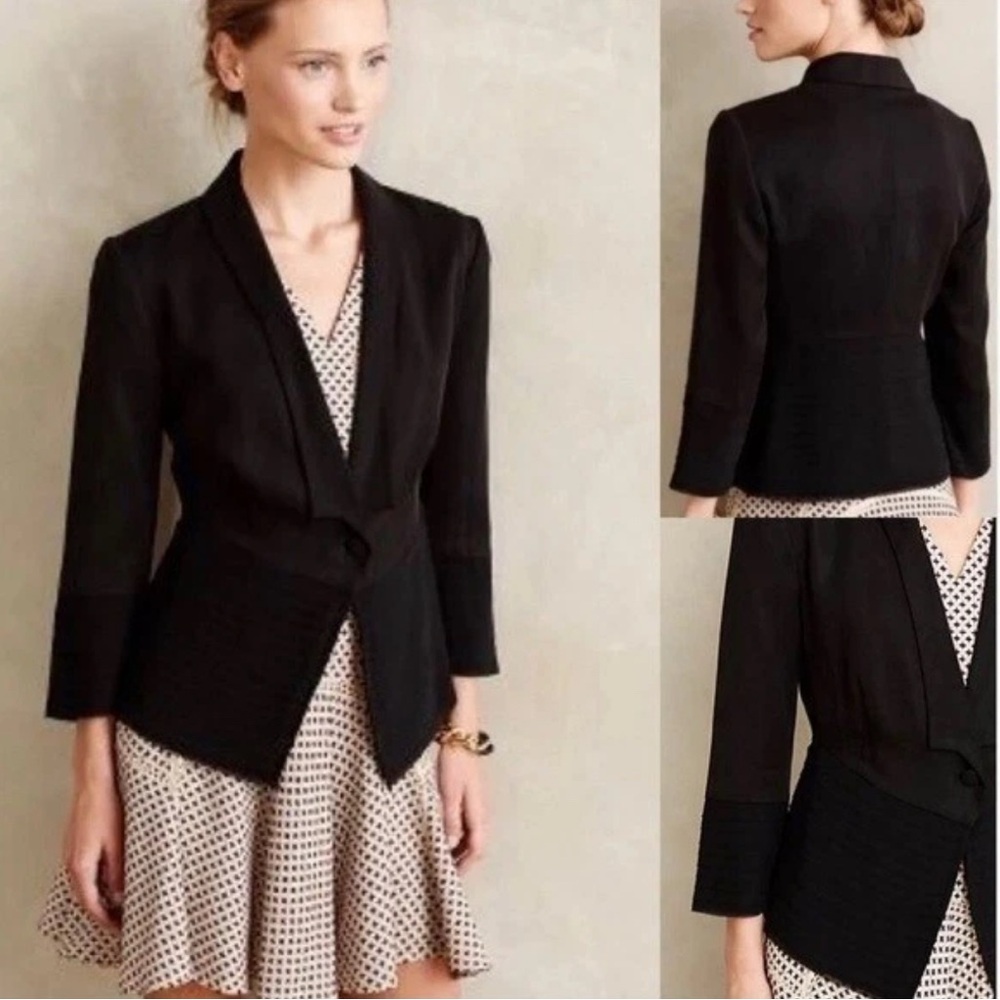 Anthropologie Fleur Wood Blazer Sz 2P